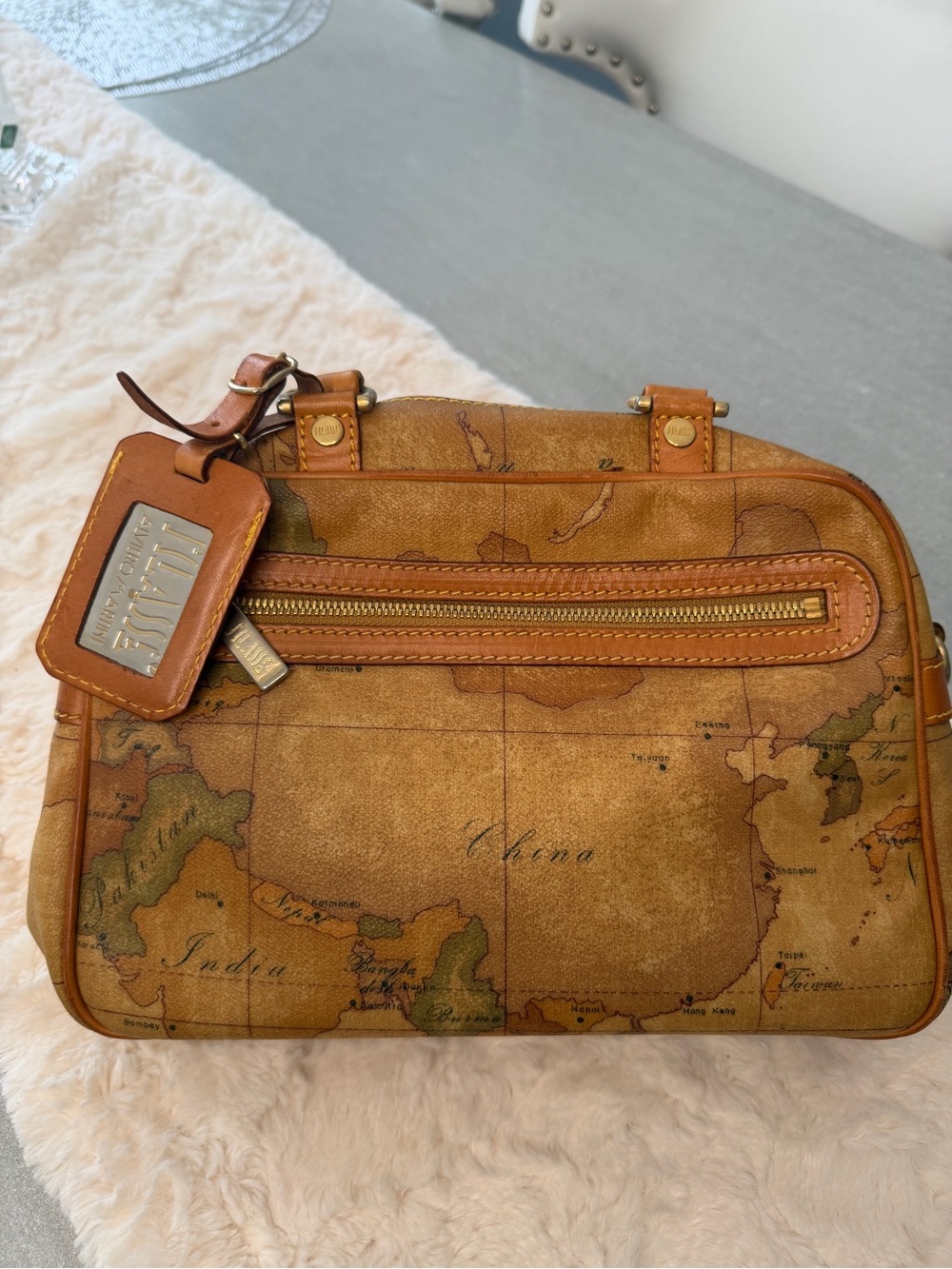Alviero Martini 1ª Classe Geo Map Vintage Crossbody Satchel Italy - Picture 2 of 14